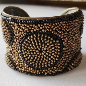 Black/Copper/Tan Zipper Cuff Bracelet